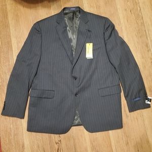 NWT Men Stafford Executive Classic Fit Wool CharcoalChalk Stripe Blazer Size 50L